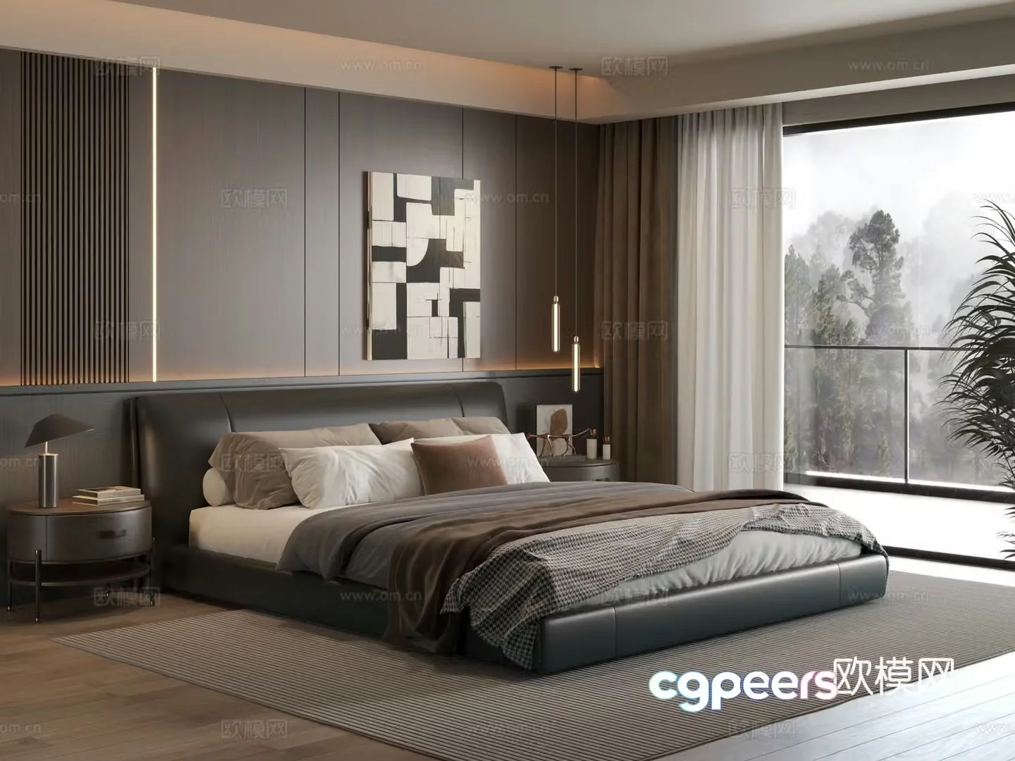 Modern bedroom Italian bedroom Bedroom Bedroom Bedroom Background Wall 3D Model