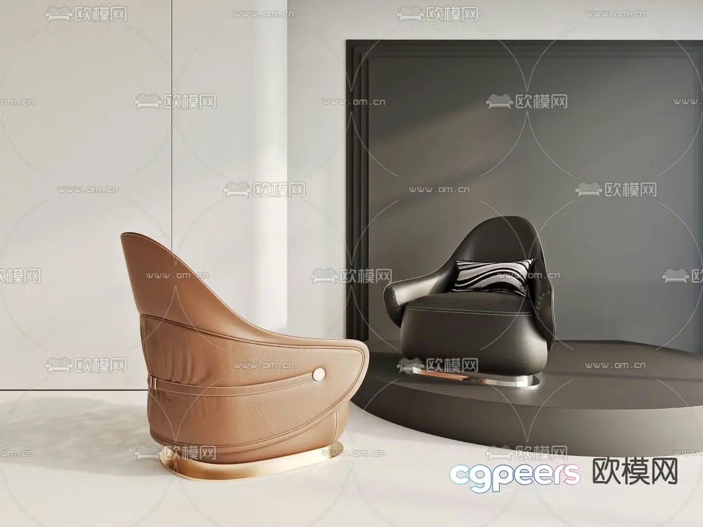 Single sofa leather sofa 3d model