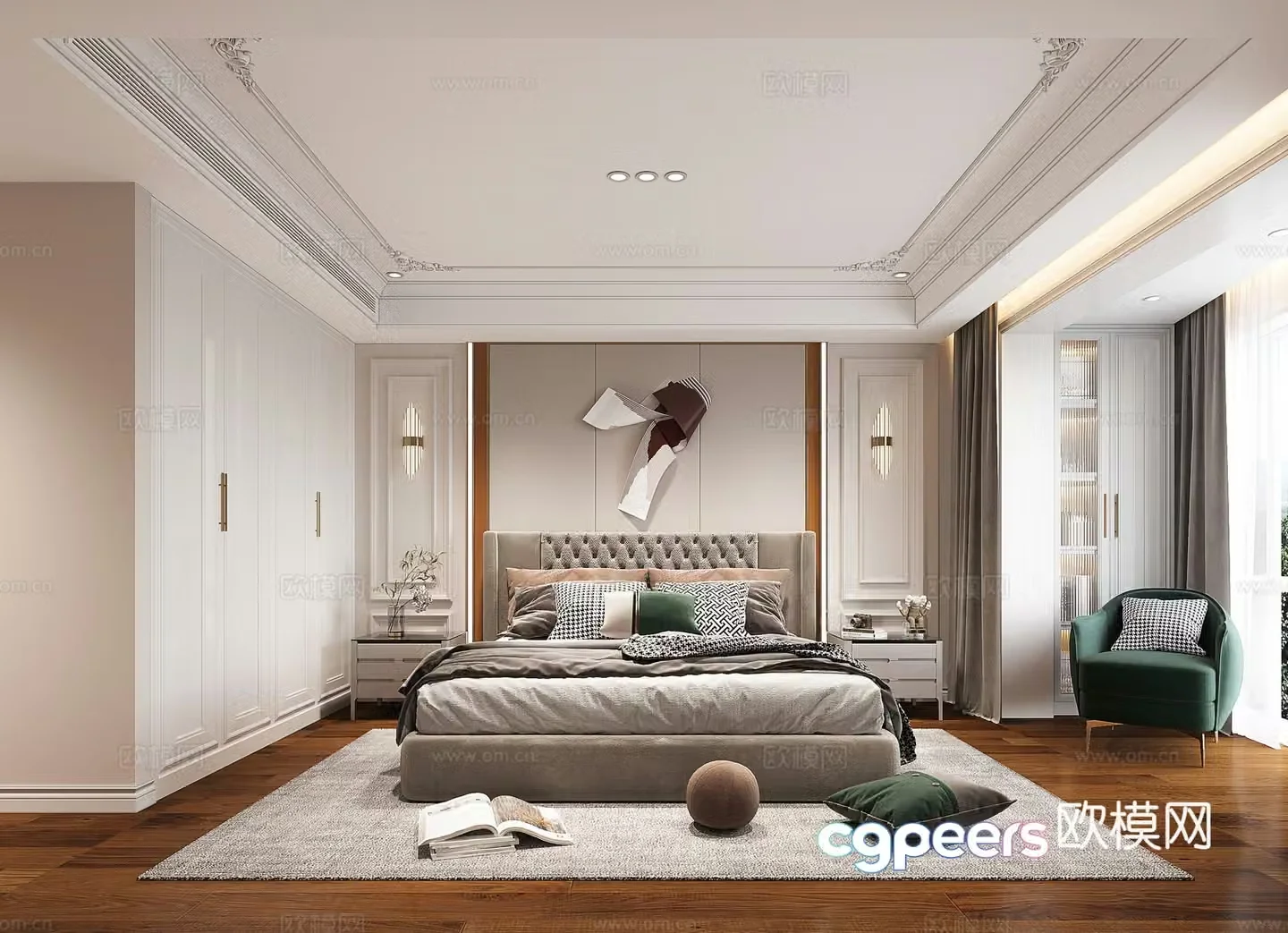 Simple European bedroom 3d model