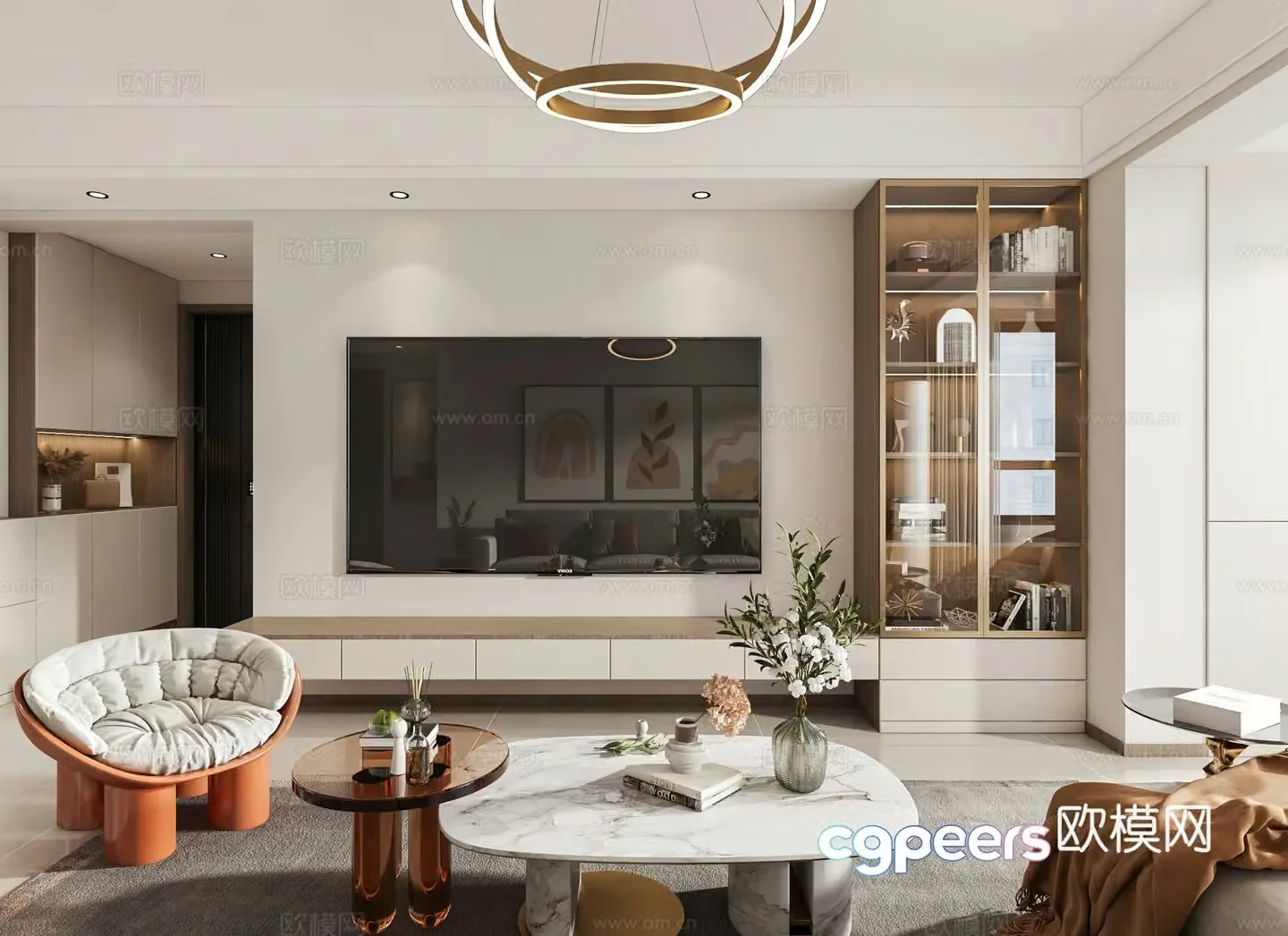 Modern living and dining room wine cabinet TV wall dopamine element 3D model