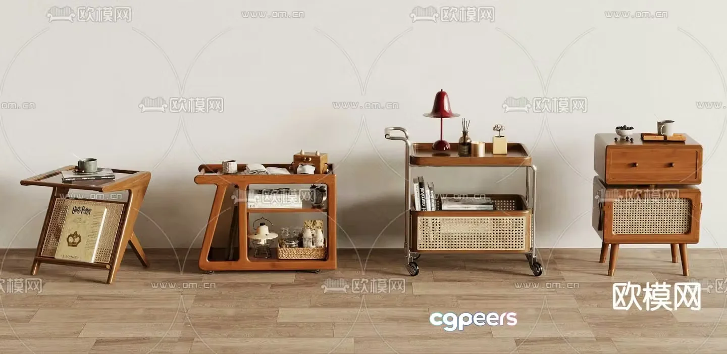 Medieval style side table corner table mobile table 3D model