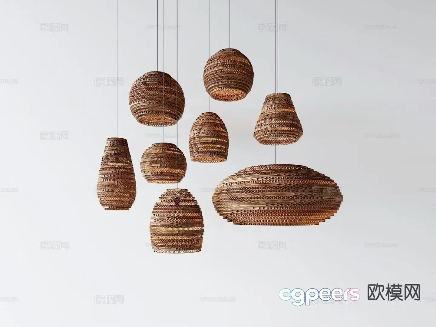 Wabi-sabi rattan chandelier 3d model