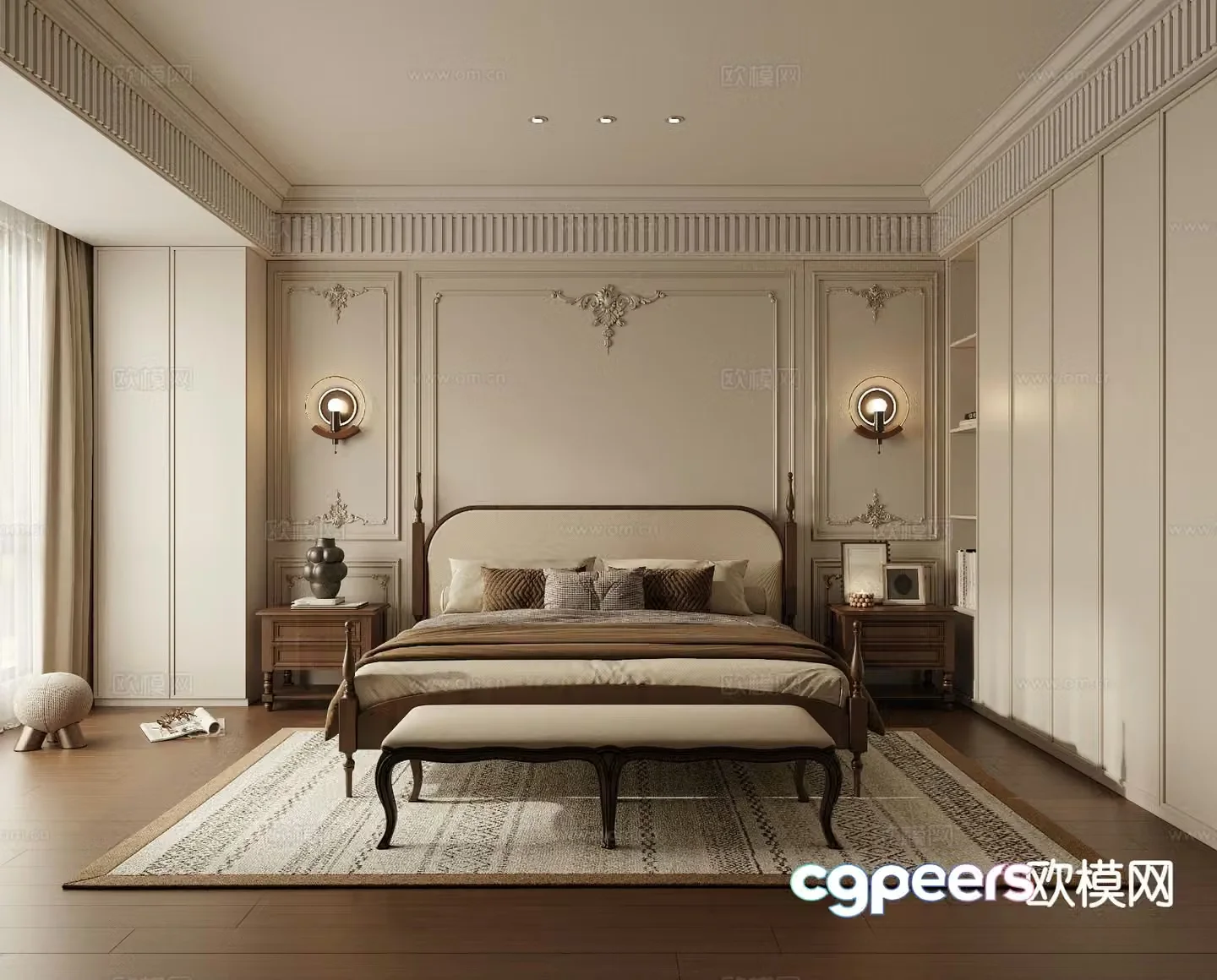 American style bedroom master bedroom 3d model