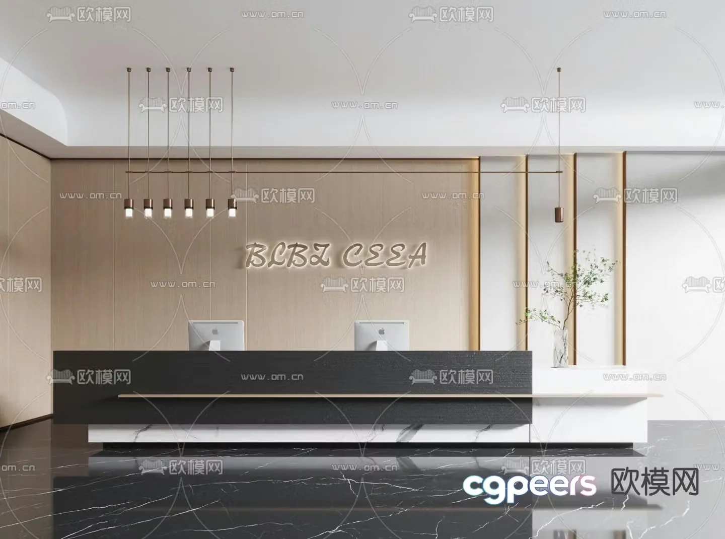 Front desk service desk information desk reception desk 3d model