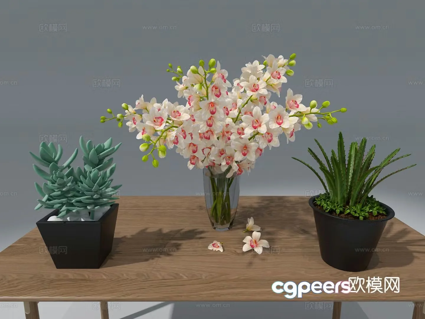 Flower vase desktop small potted plant 3d model