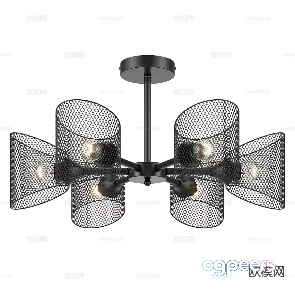 Modern iron chandelier 3d model