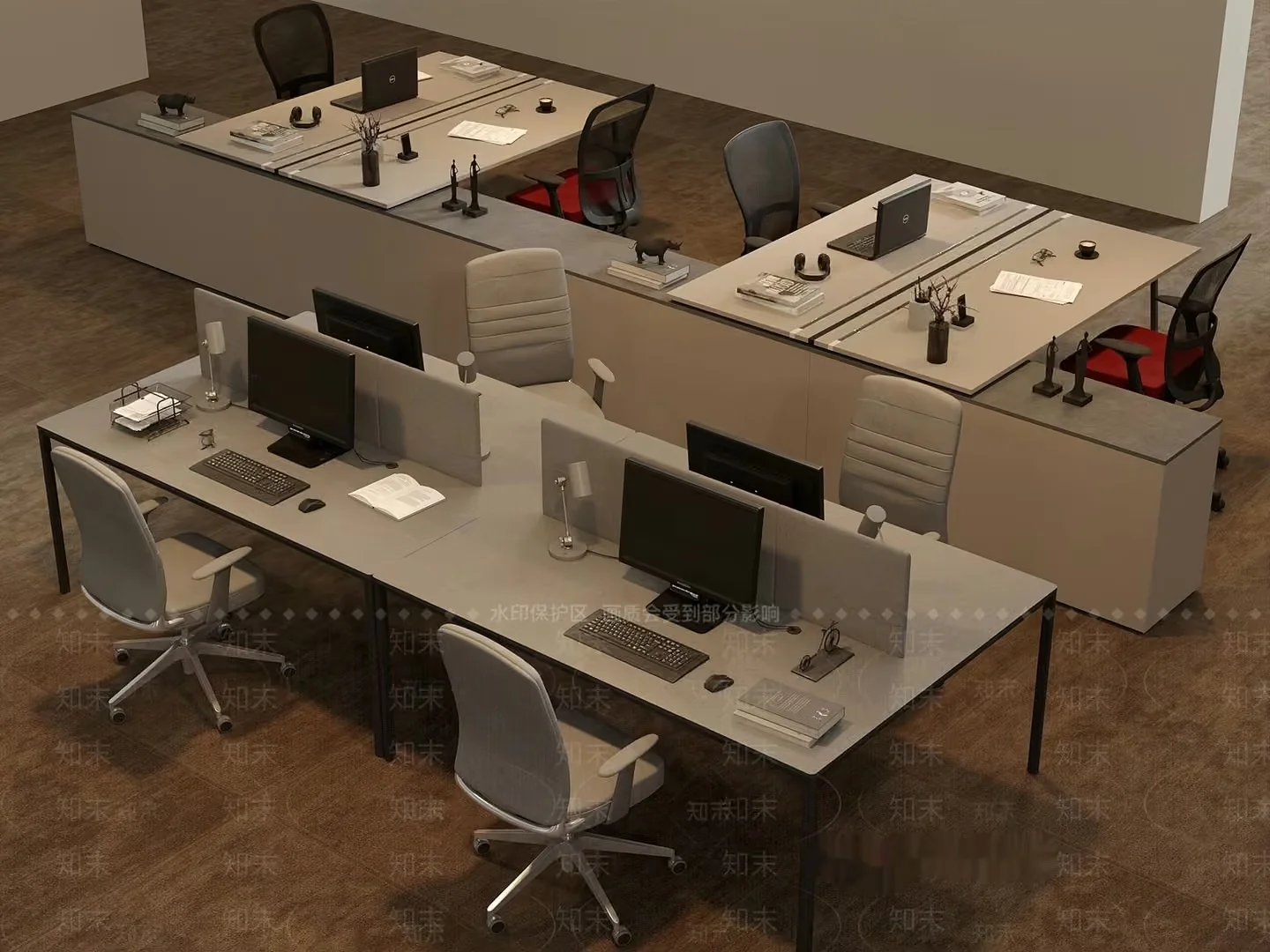 Modern Office Desks 3D Model – 9476 – VRAY Render