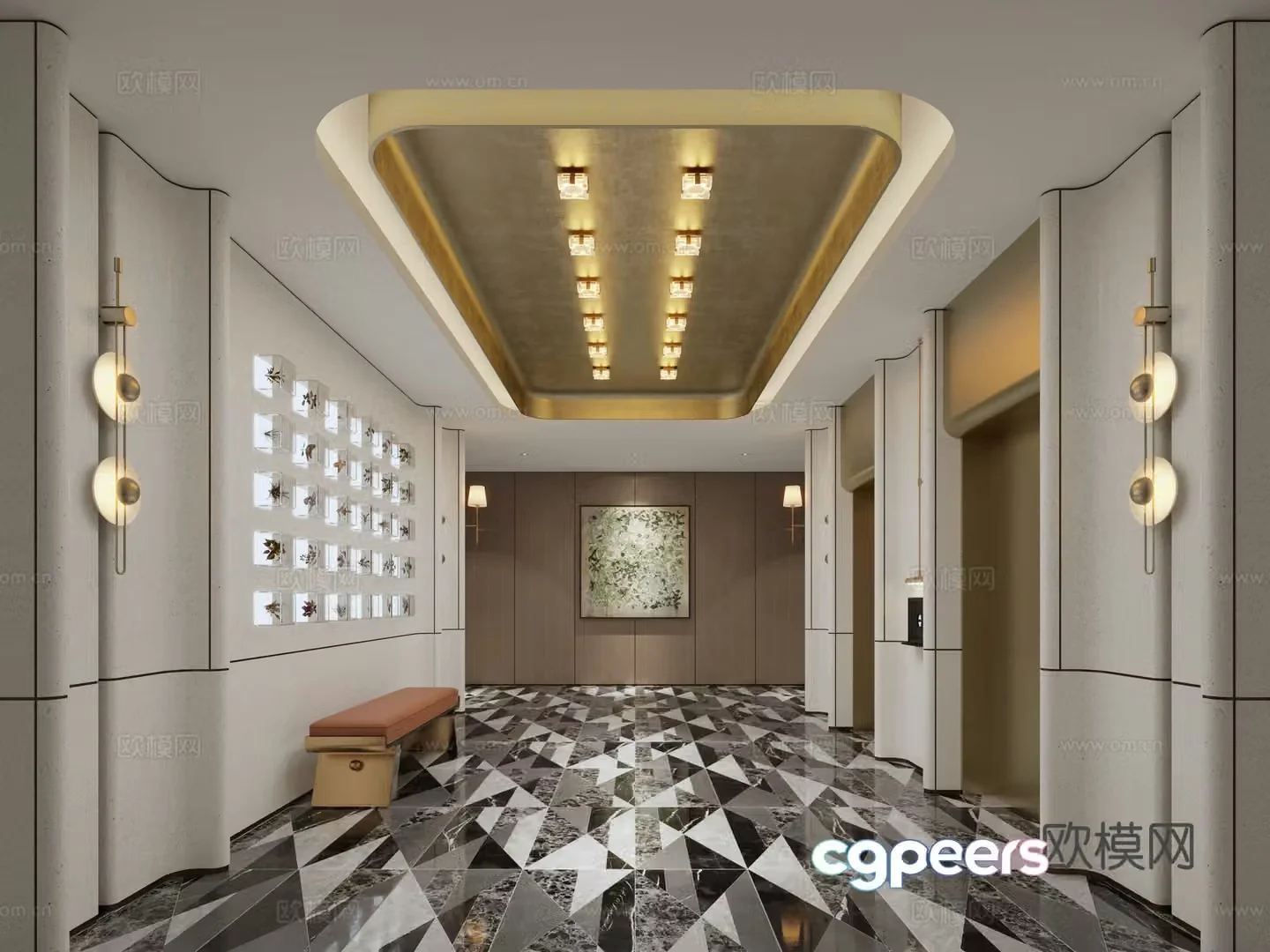 Modern hotel elevator hall club elevator hall elevator hall elevator hall aisle elevator elevator hall 3d model