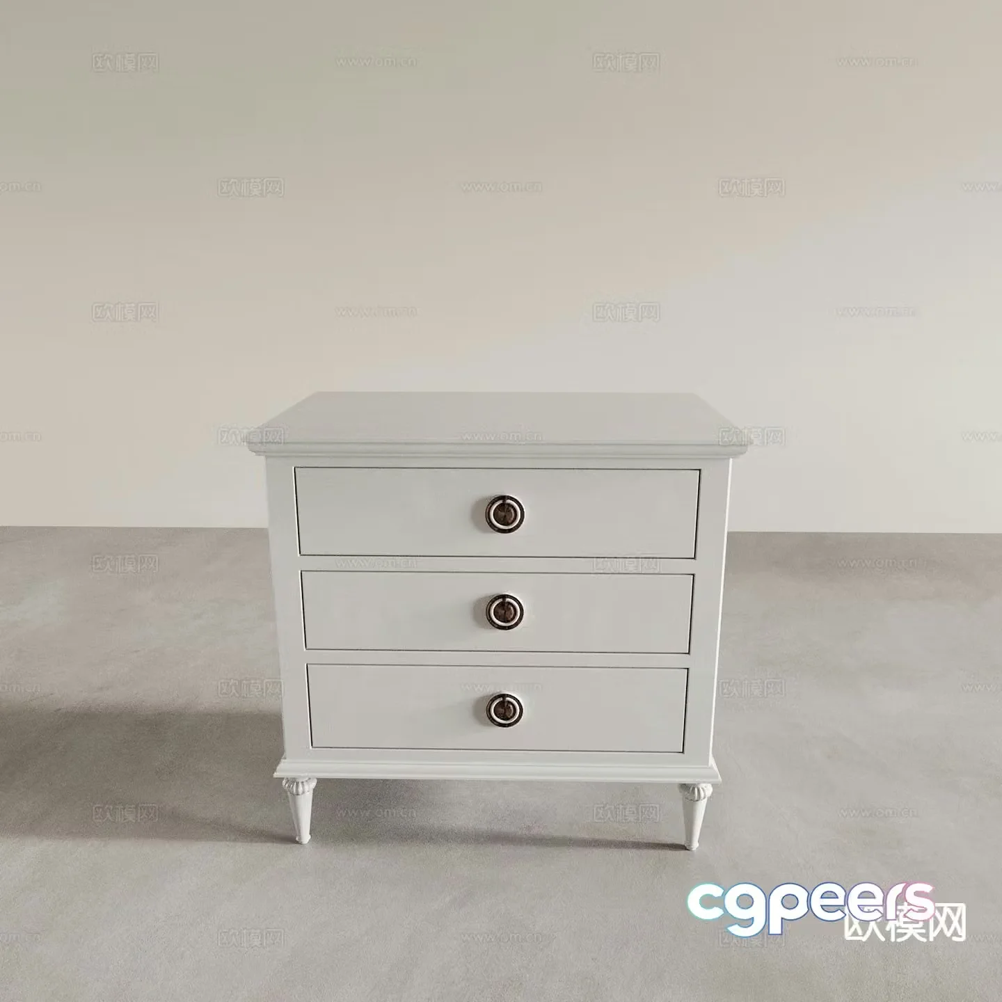 Simple European bedside table 3d model