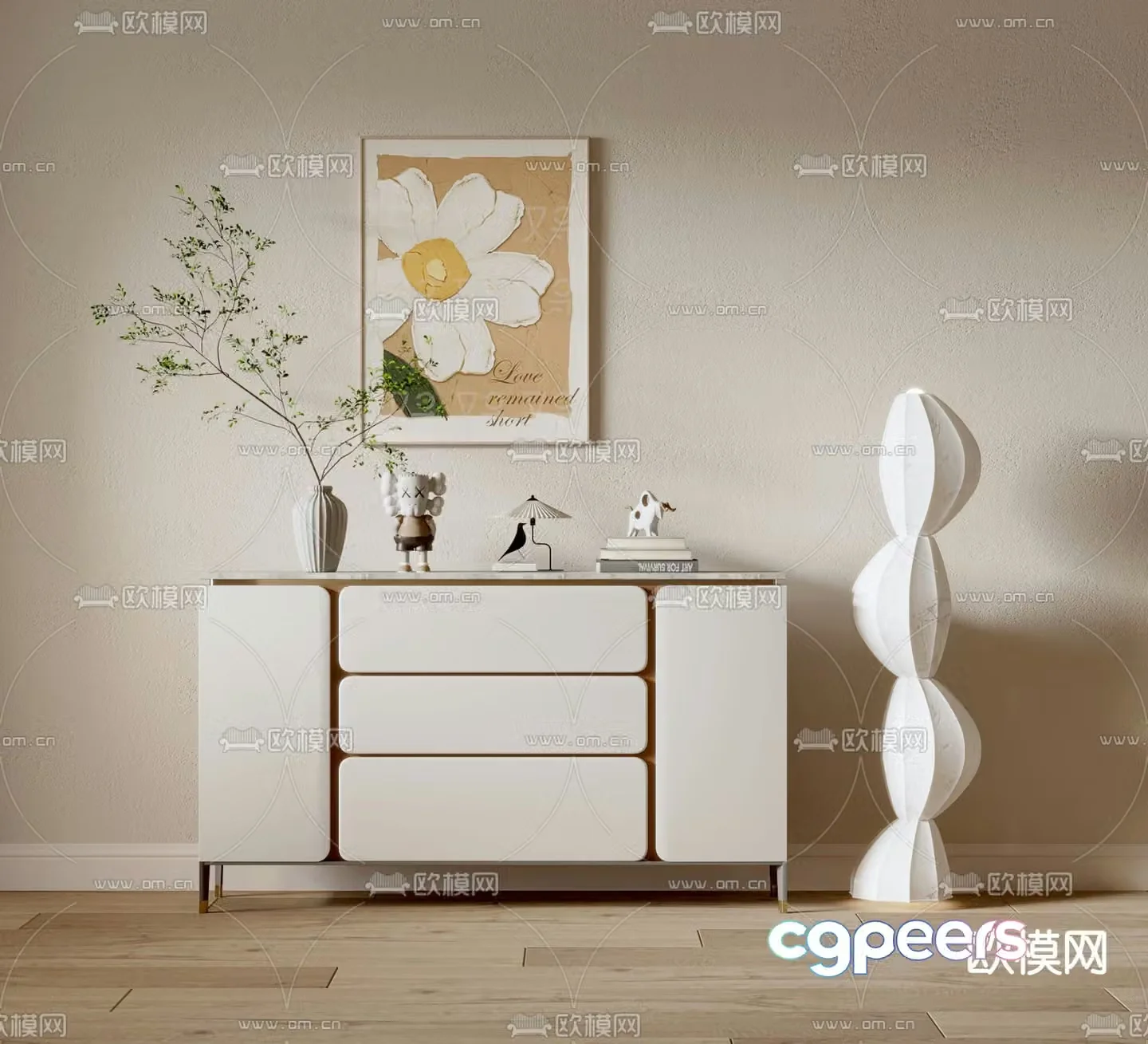 Modern entrance cabinet end view cabinet shoe cabinet low cabinet 3D model