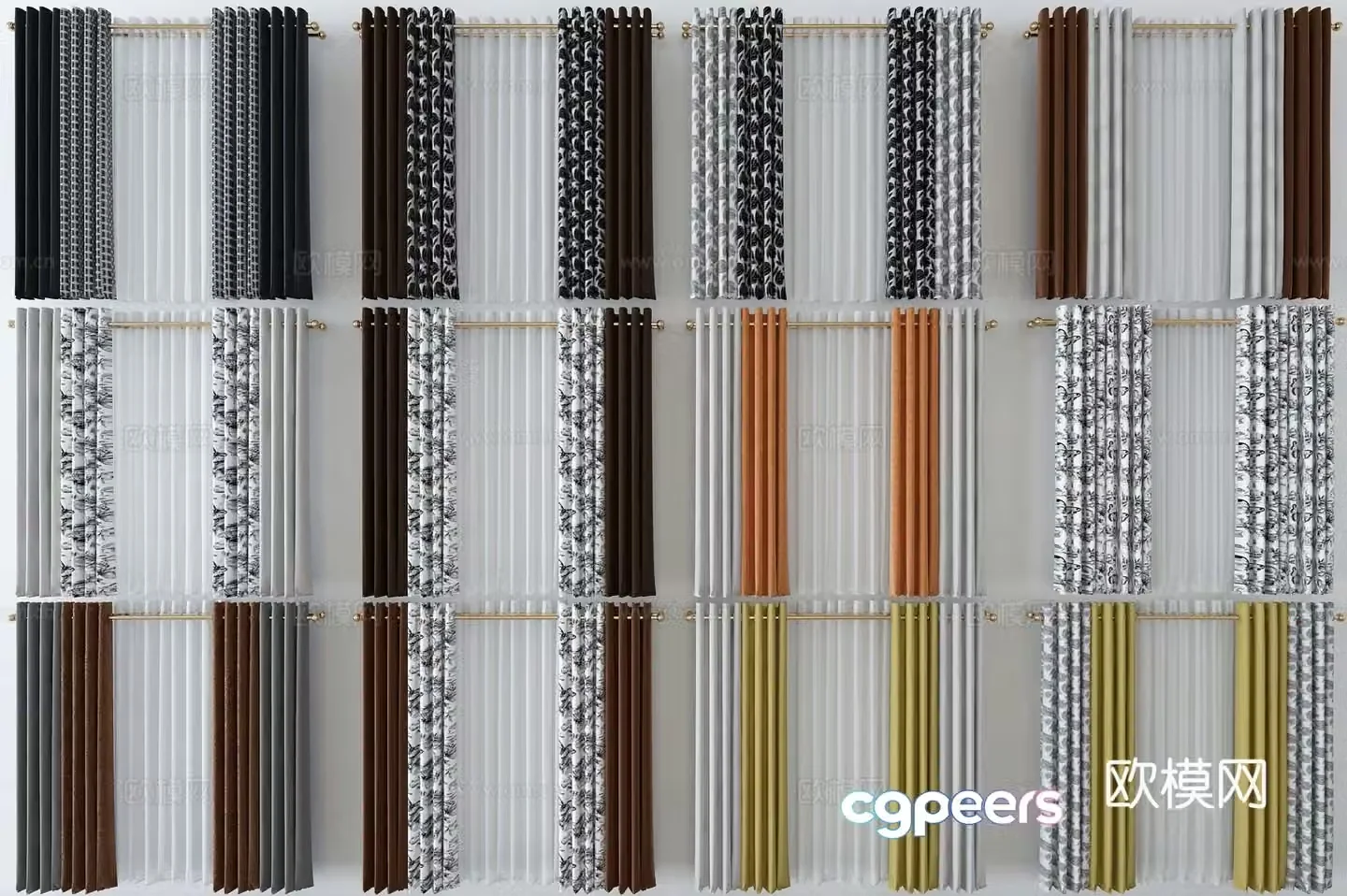 Modern curtain gauze curtain 3d model