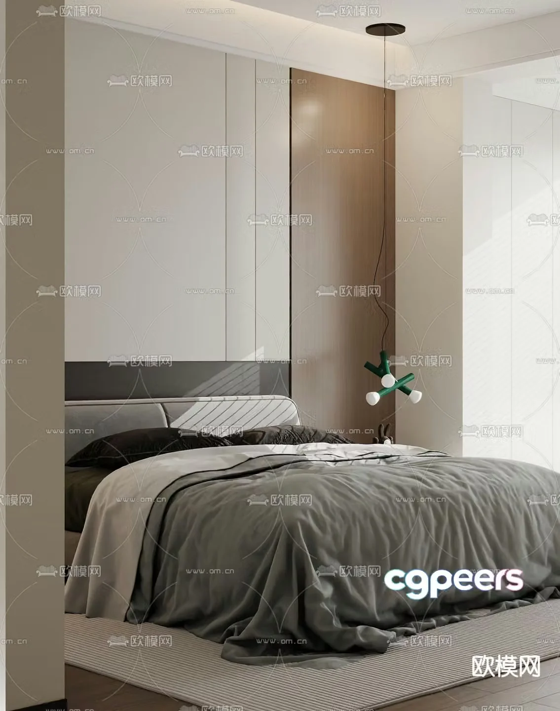 Modern double bed 3d model