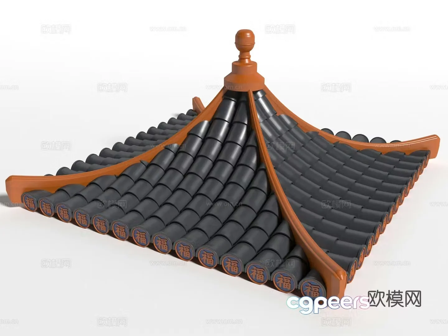 Chinese style tile roof 3d model