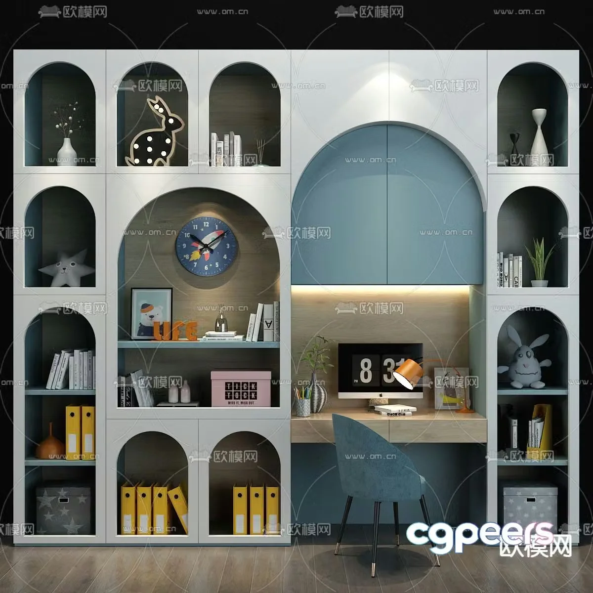 Nordic integrated bookcase 3D model
