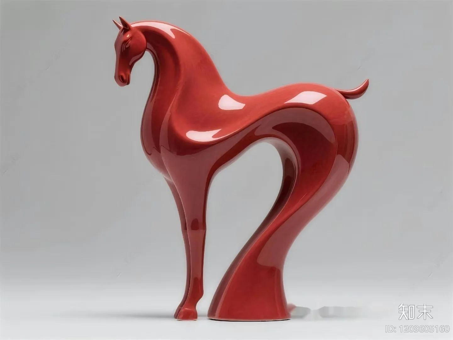 A Red Ceramic Horse Figurine 3D Model – 5632 – VRAY Render