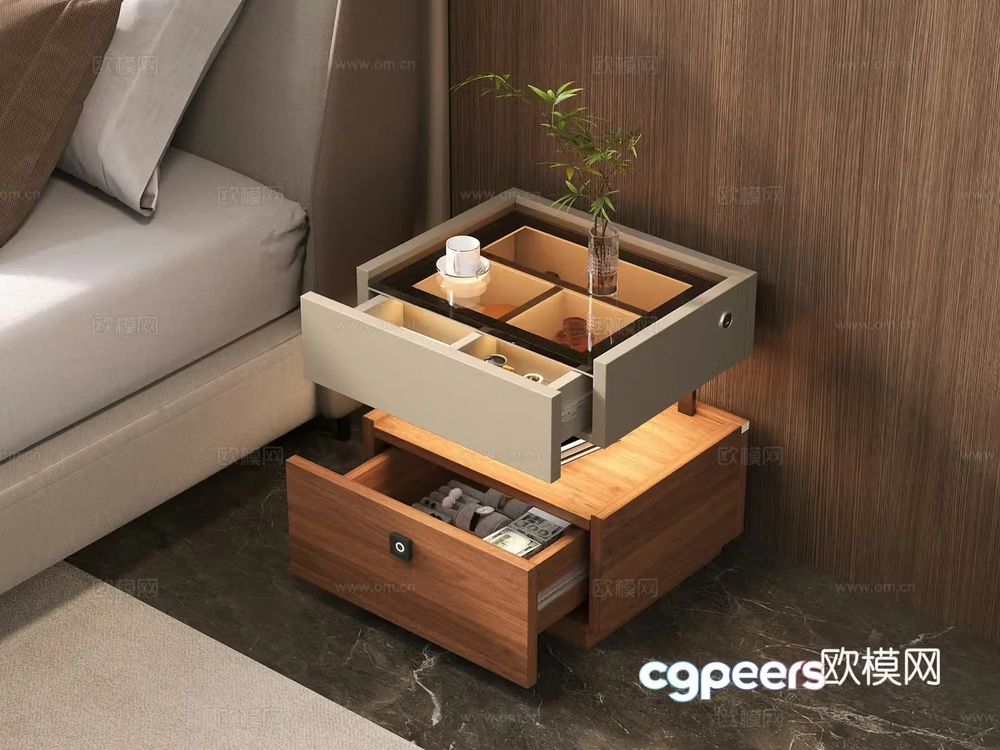 Modern bedside table 3d model