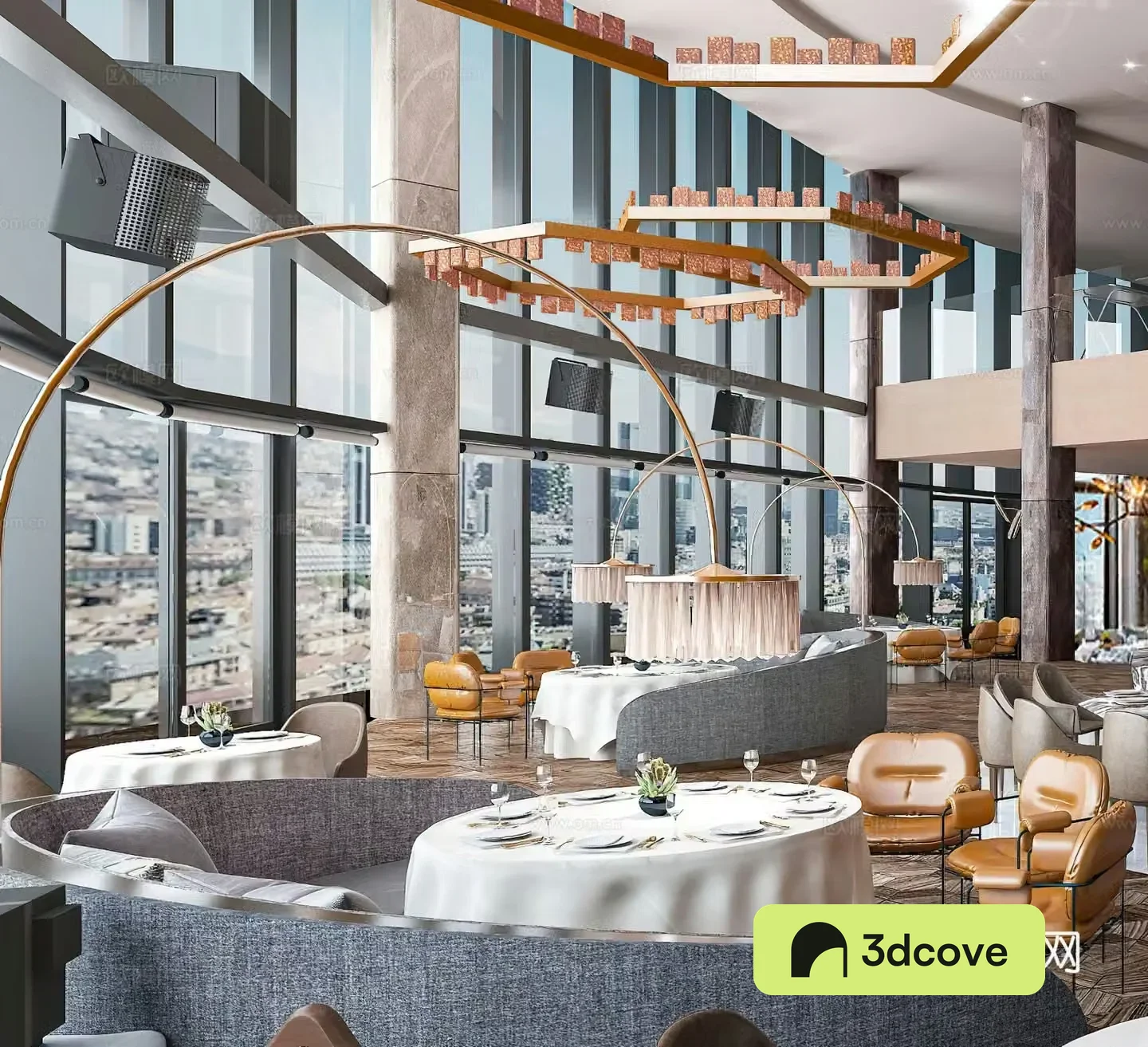 Modern restaurant Tea restaurant Hotel Round booth dining table Round dining table Western restaurant Lobby