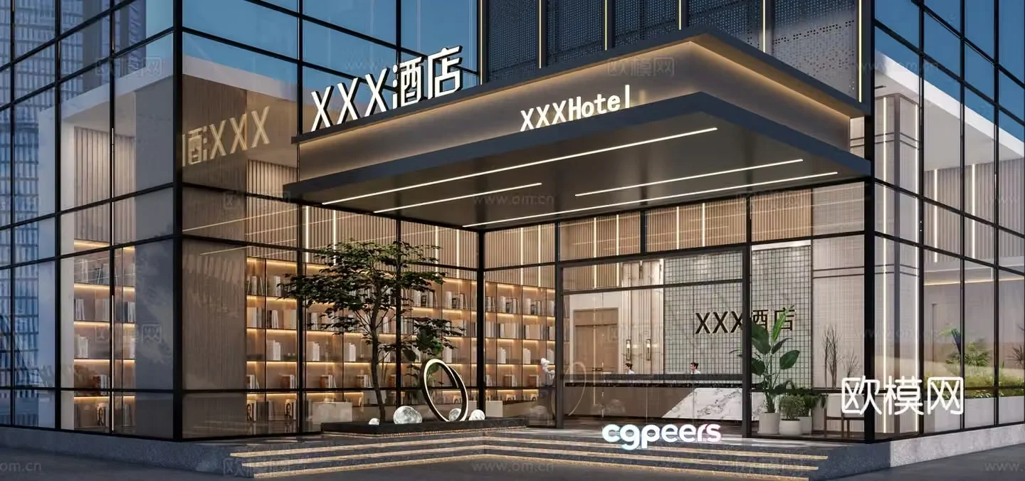 Modern hotel door 3d model