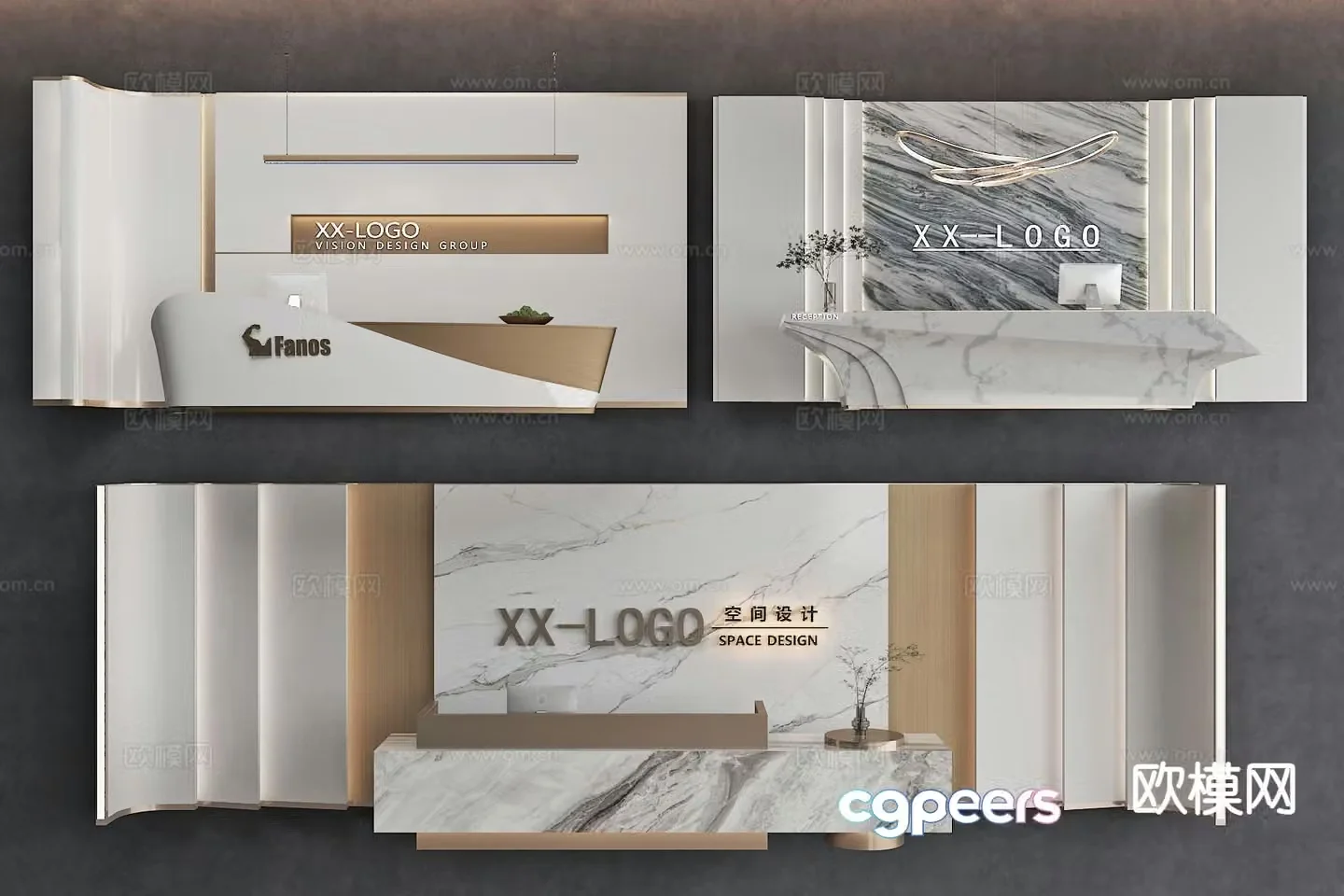 Modern front desk reception desk service desk 3d model