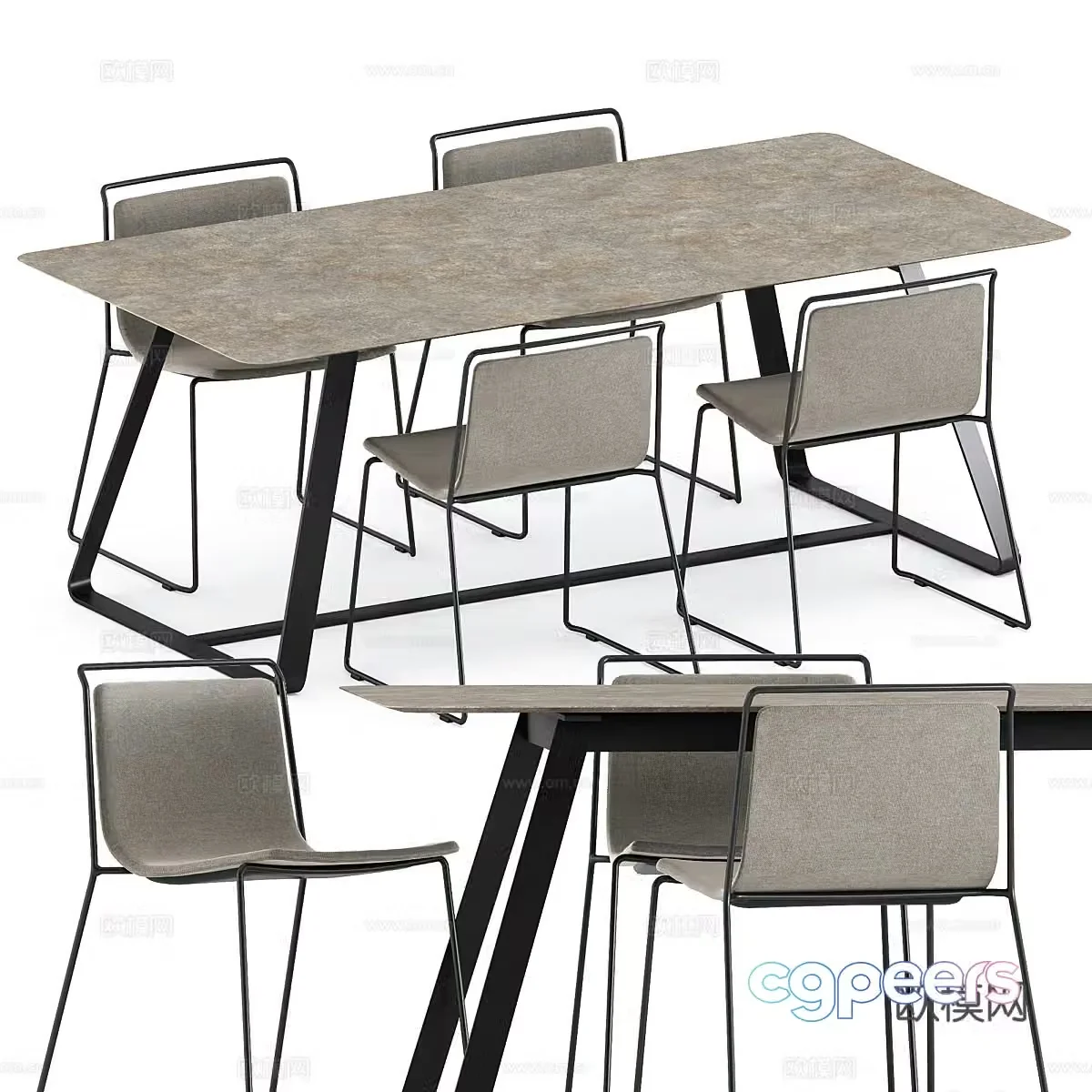 Dining table and dining chair combination 3D model