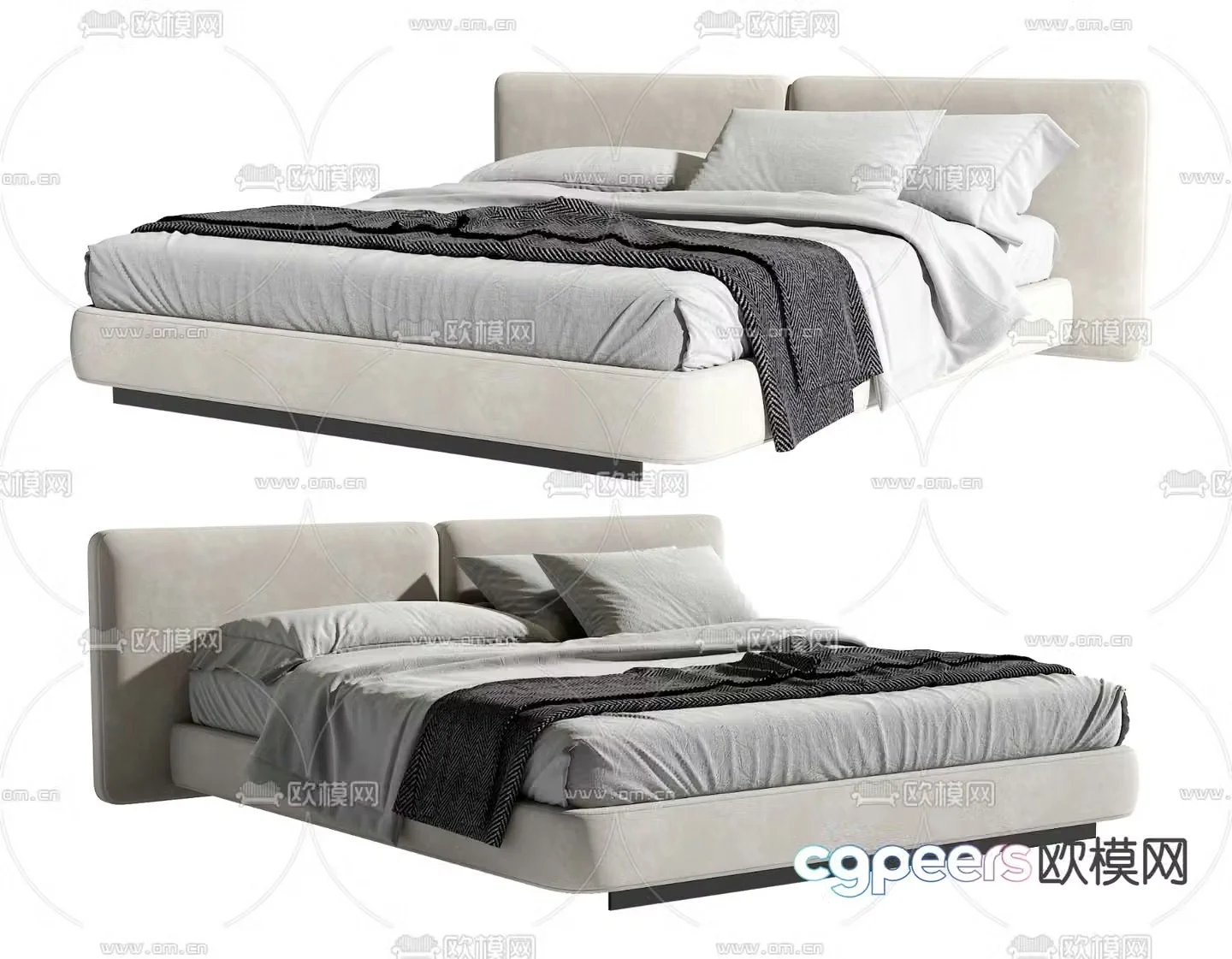 Modern double bed 3d model