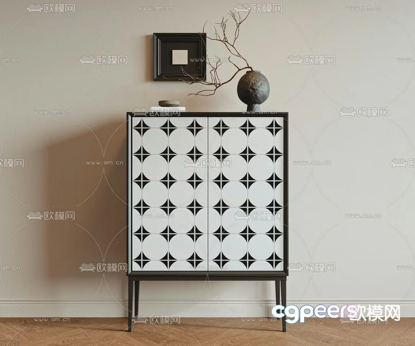 Medieval style side cabinet entrance cabinet end view cabinet 3D model