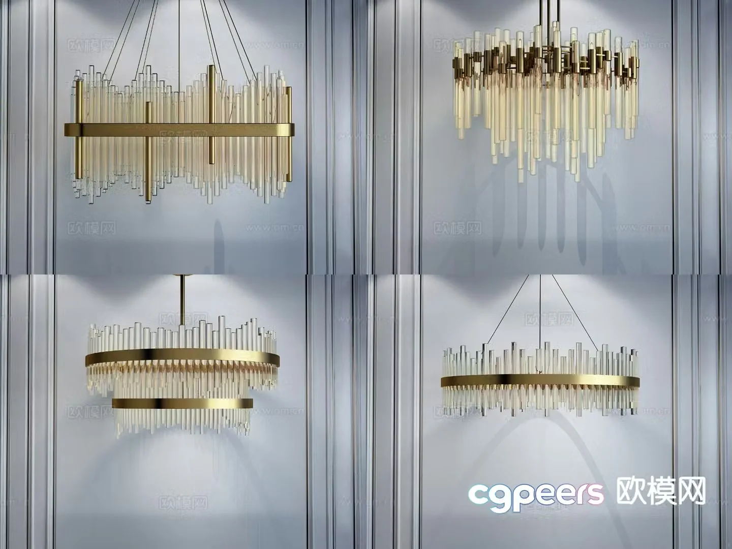Light luxury crystal chandelier 3d model