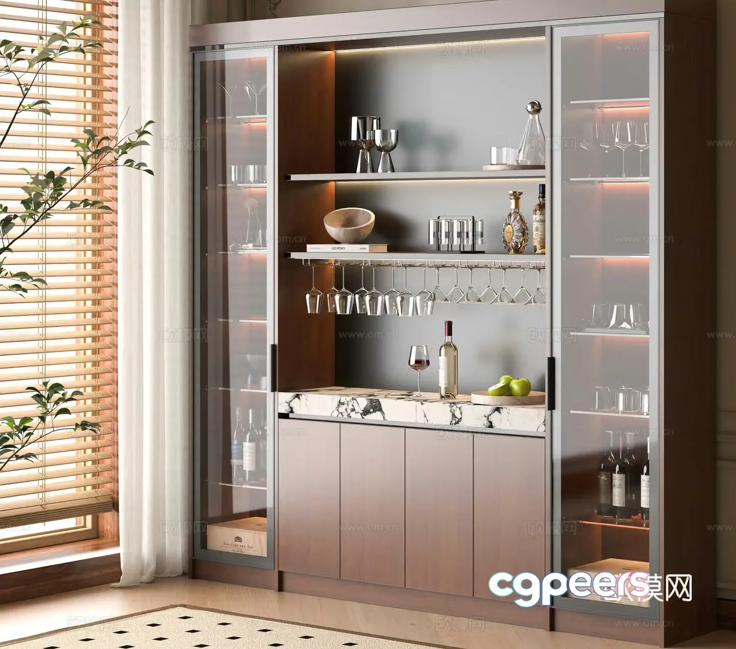 Middle-aged wine cabinet 3D model