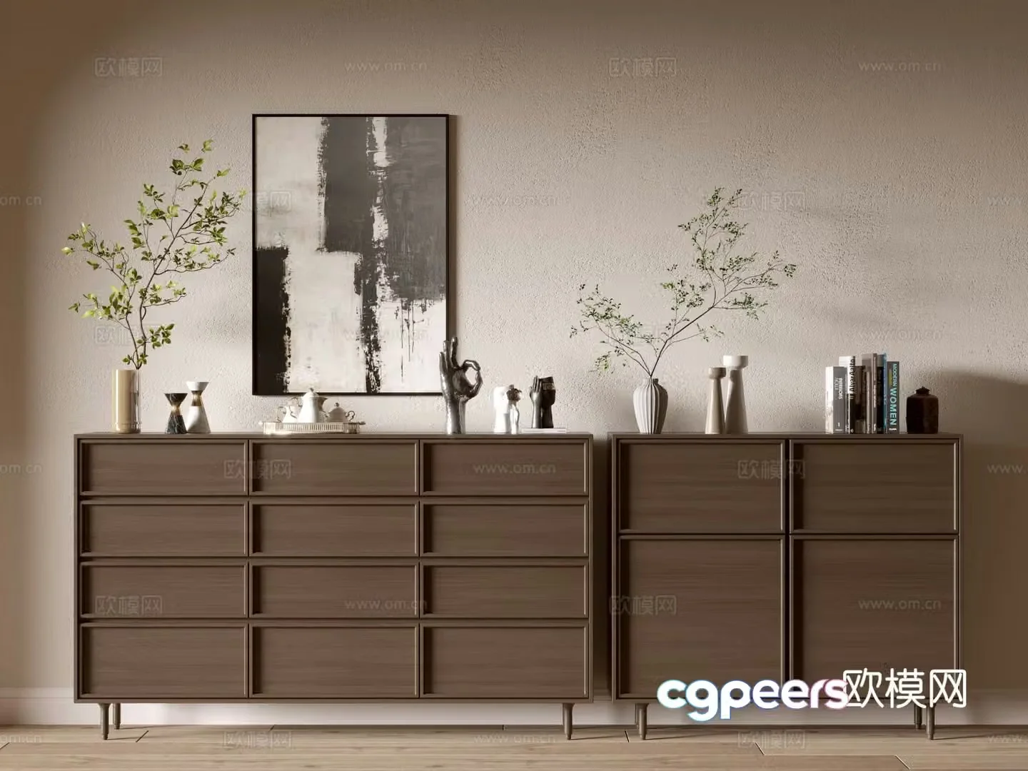 Nordic entrance cabinet side cabinet 3d model