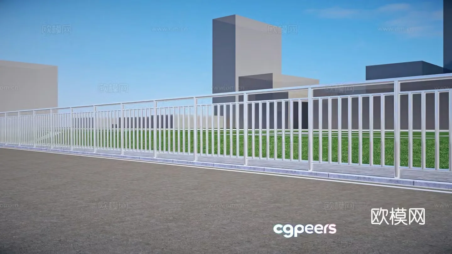 Modern metal guardrail 3d model