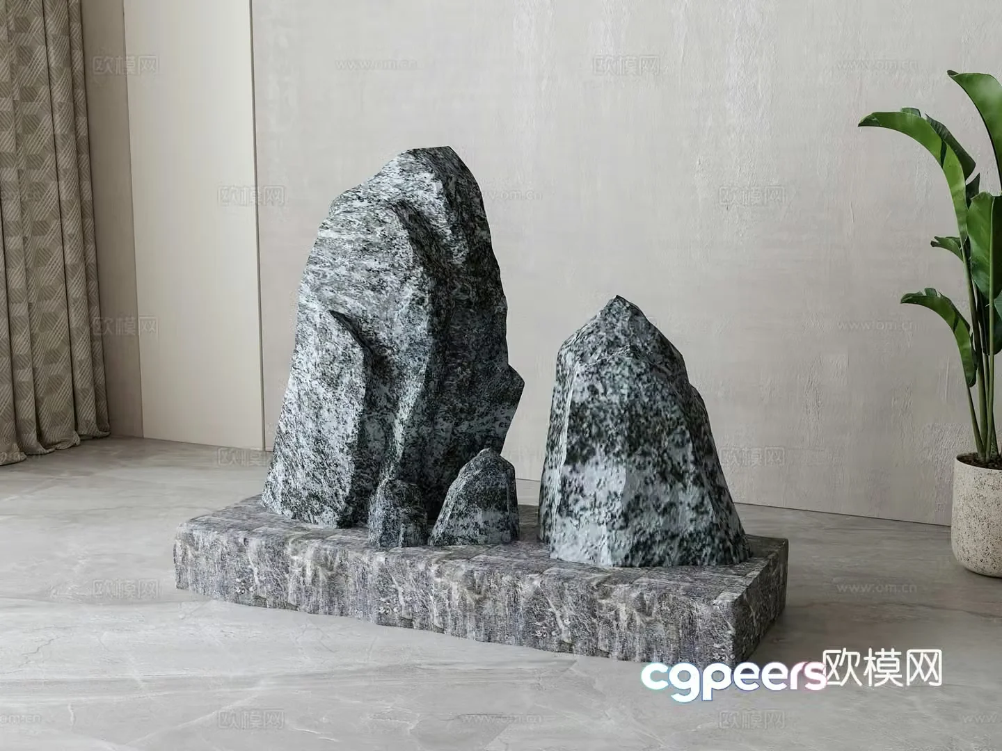 New Chinese style stone rockery 3D model