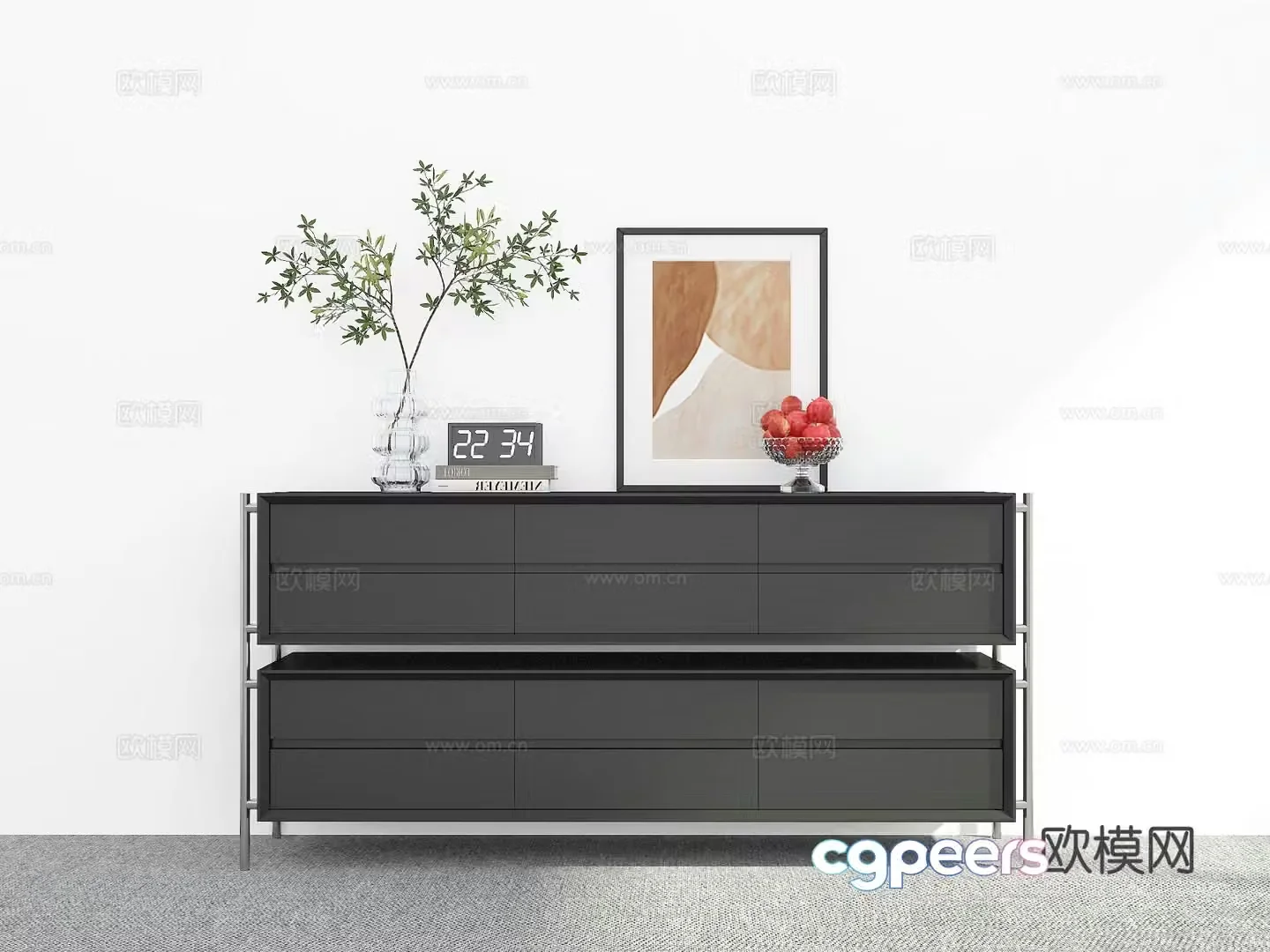 Modern side cabinet chest 3d model