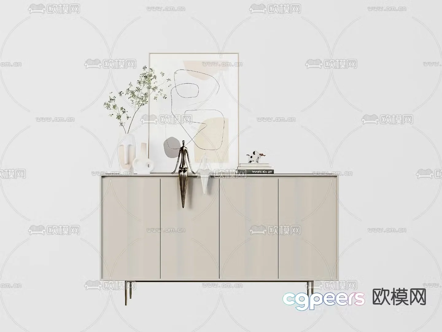 Modern end view cabinet entrance cabinet storage cabinet 3d model