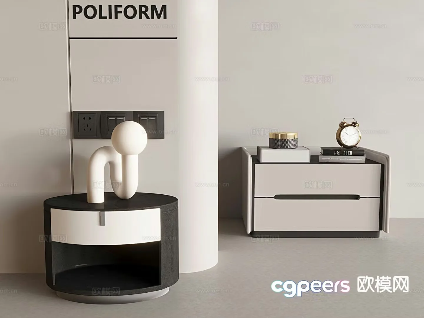 Nordic bedside table 3d model