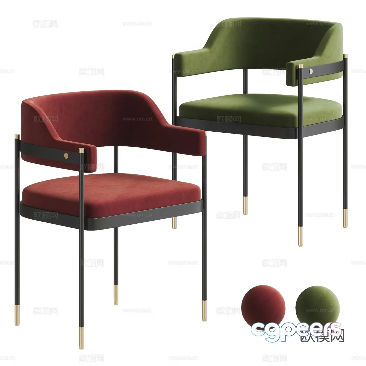 Modern light luxury single chair combination 3D model