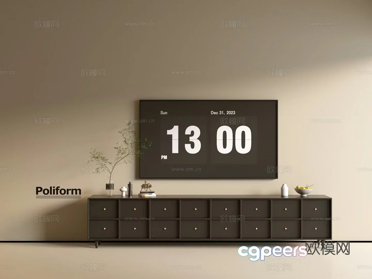 Modern black TV cabinet ins style minimalist wind cabinet whole cabinet sideboard balcony cabinet 3d model