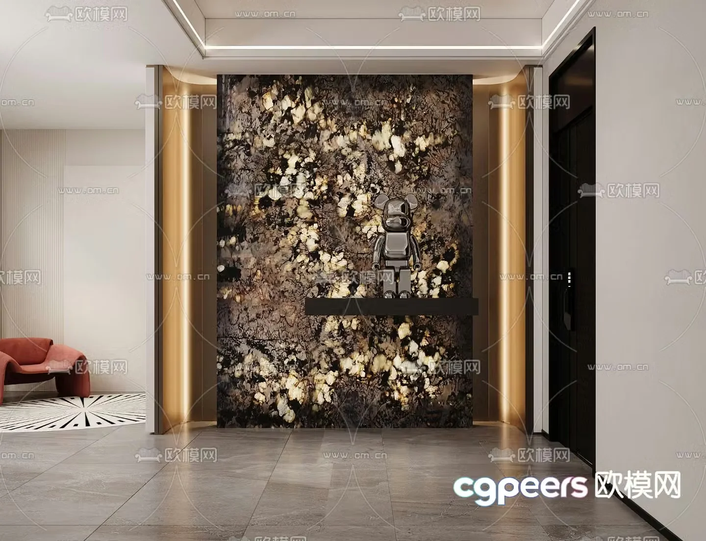 Luxury stone background wall translucent marble 3d model