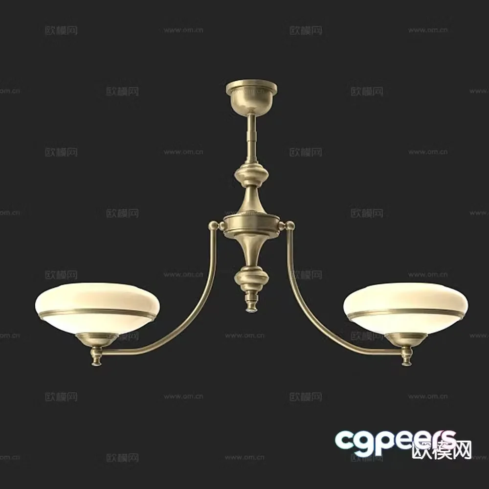European double head chandelier 3d model