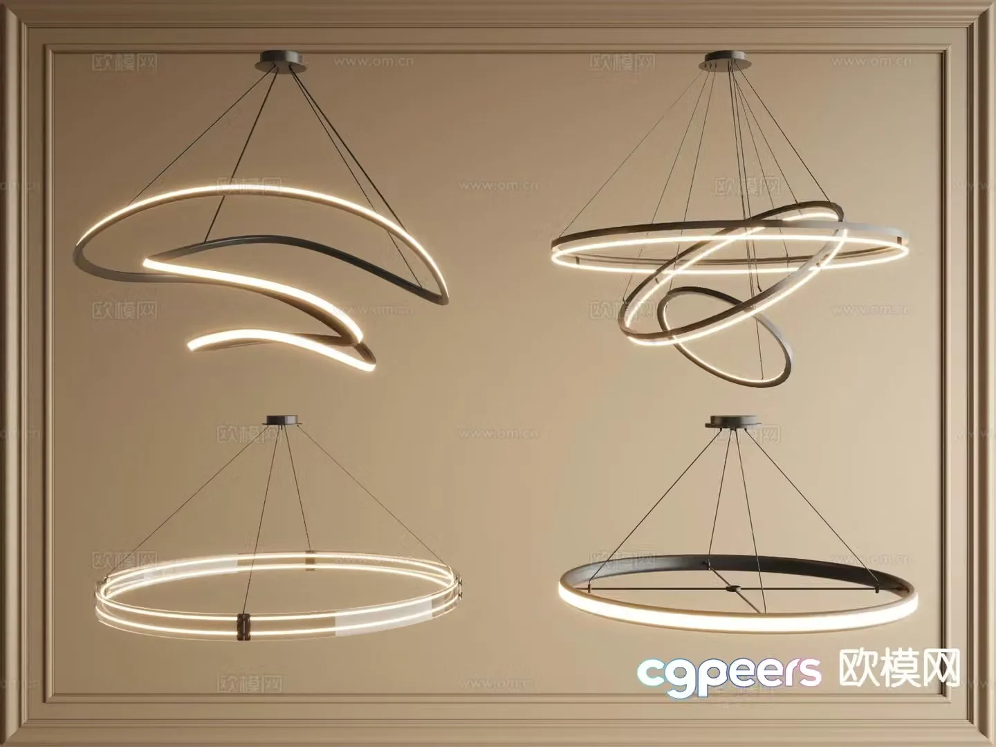 Light luxury chandelier ring chandelier hall chandelier 3d model