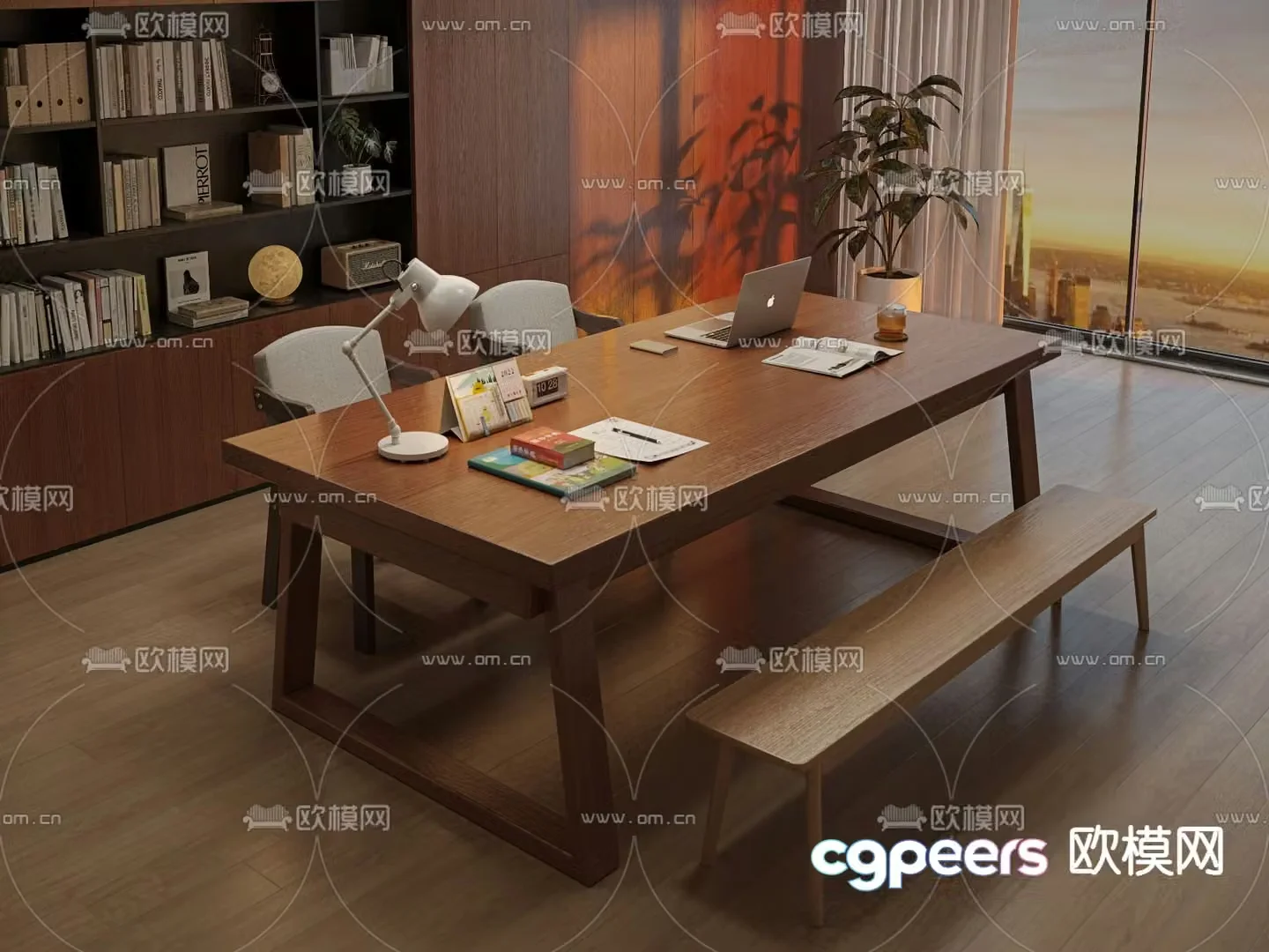 Modern desk study table reading table 3d model