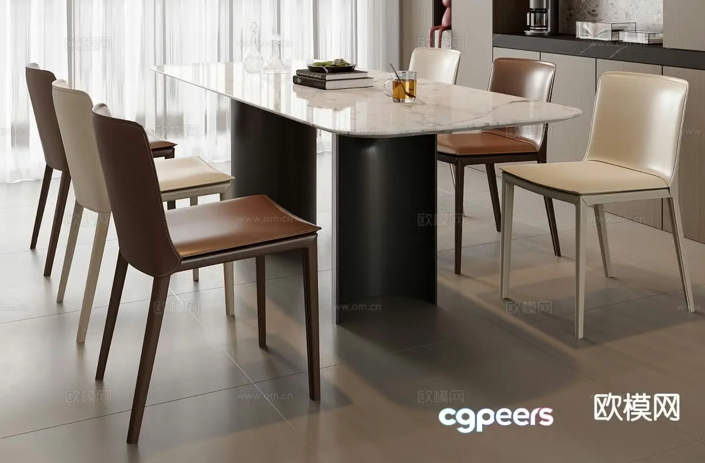 Italian dining table and chair 3D model