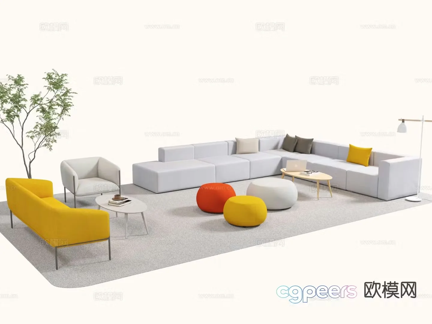 Modern office sofa modular sofa 3d model