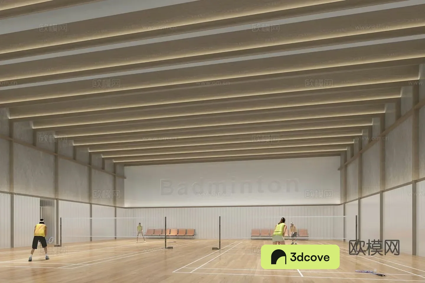 Modern badminton court gymnasium