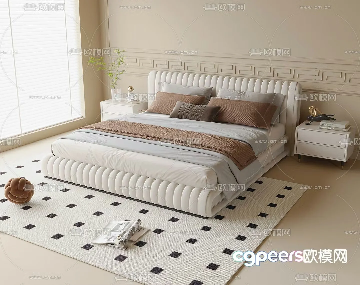 Double bed fabric double bed 3d model