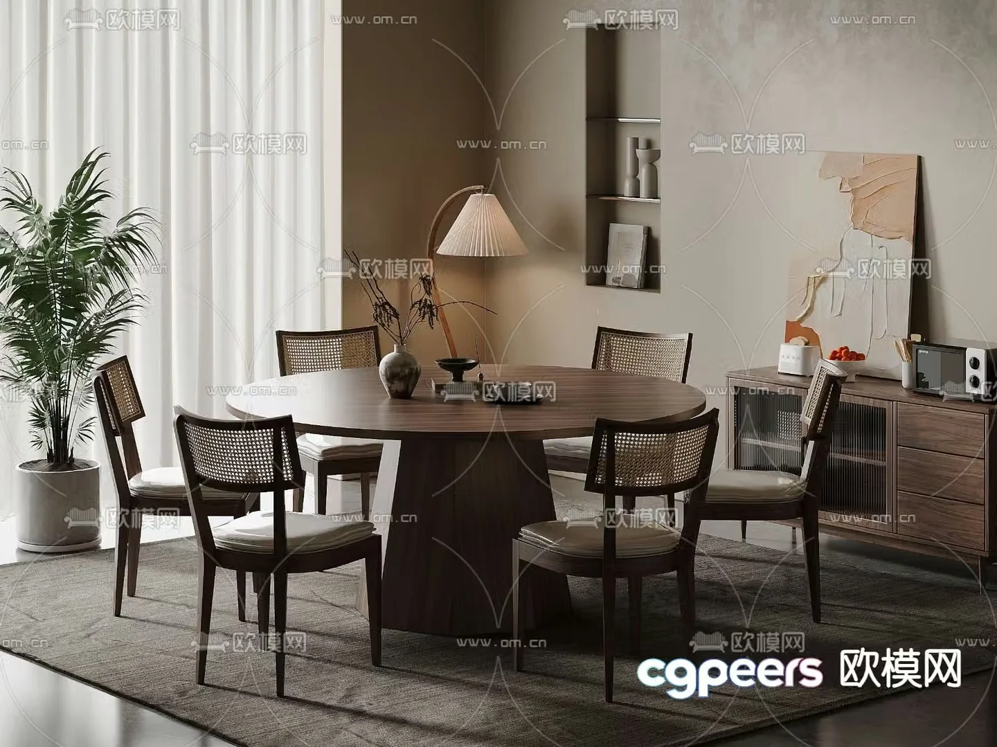 Wasabi Dining Table and Chair Round Dining Table 3D Model
