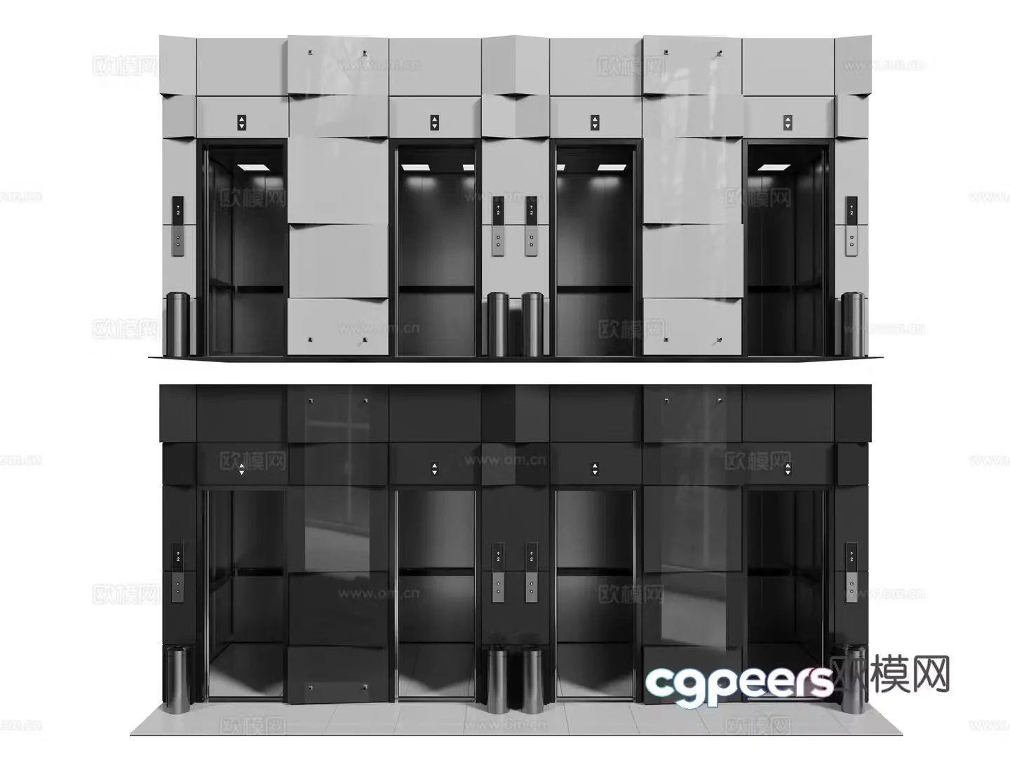 Modern elevator indoor elevator shopping mall elevator 3d model
