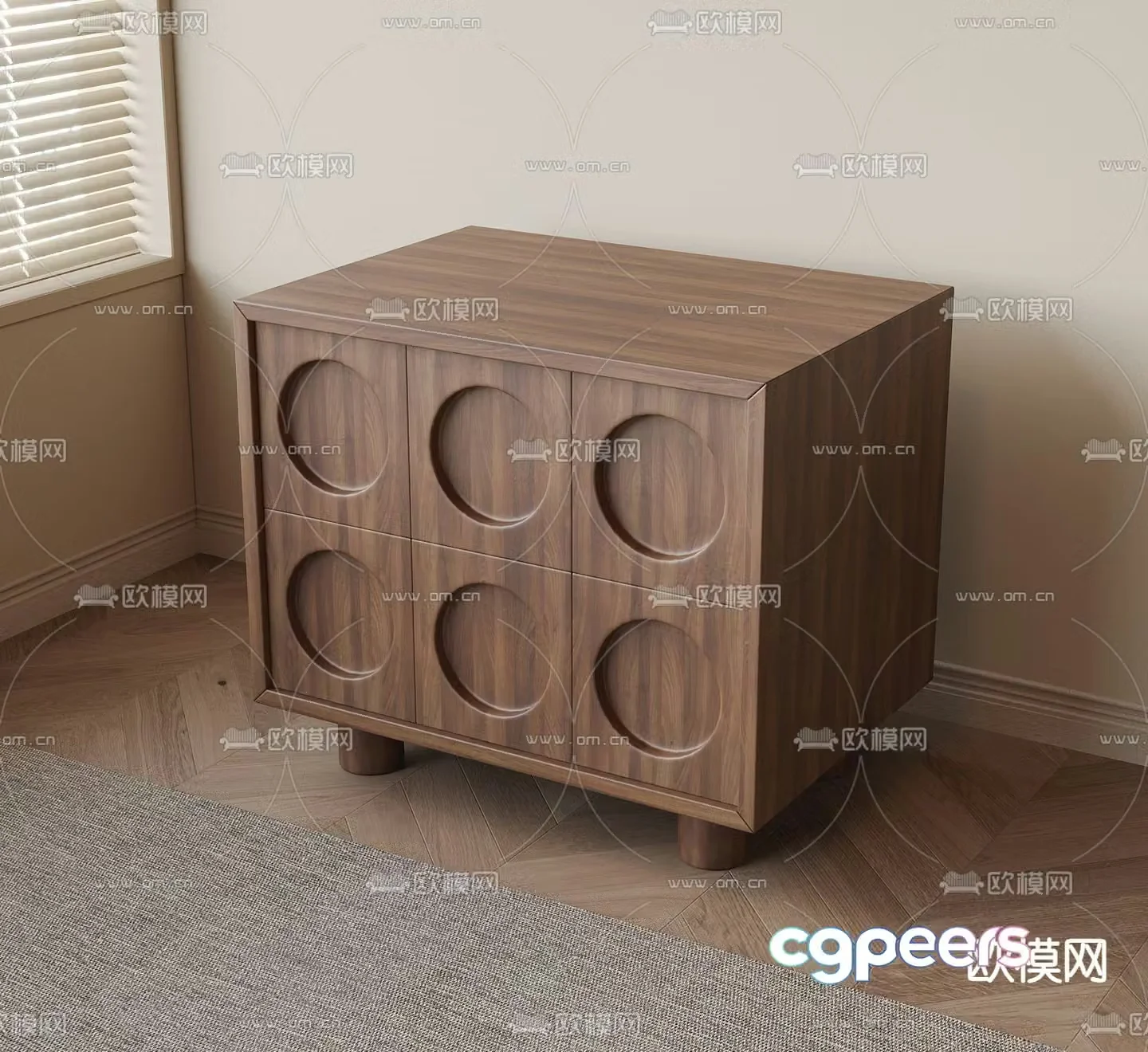 Medieval style bedside table 3d model
