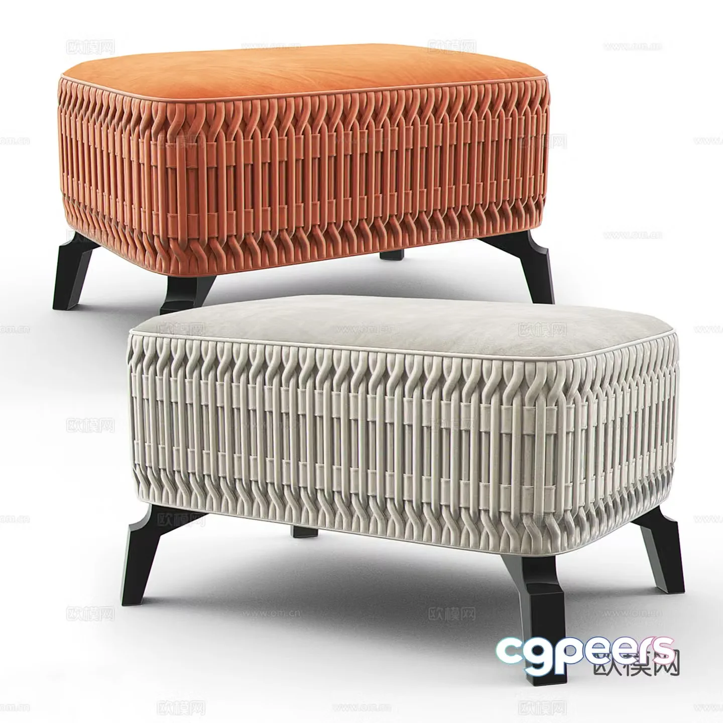 Light luxury sofa stool low stool stool 3d model