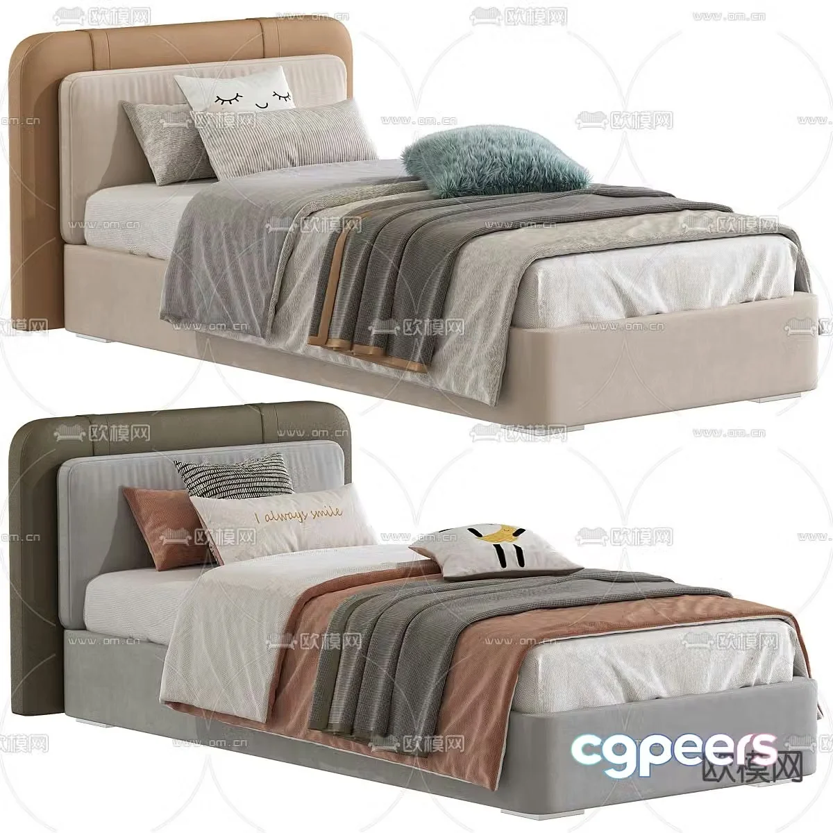 Modern single bed children’s bed 3d model