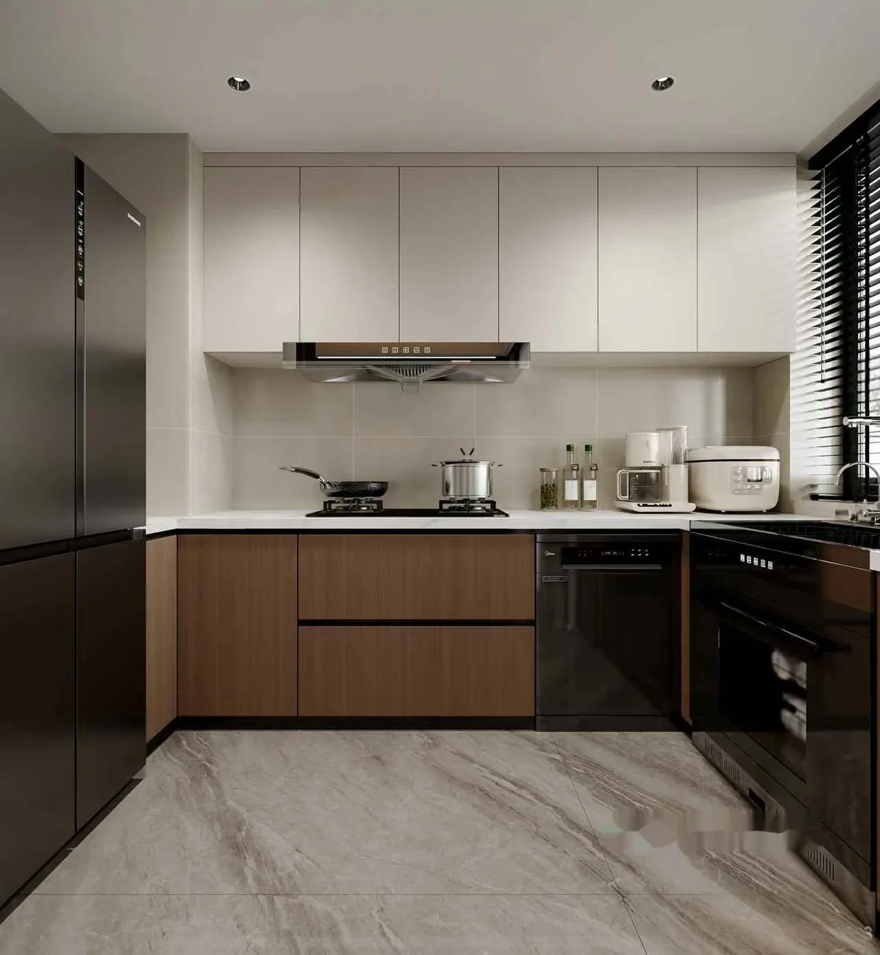 Modern Kitchen Layout 3D Model – 5197 – VRAY Render